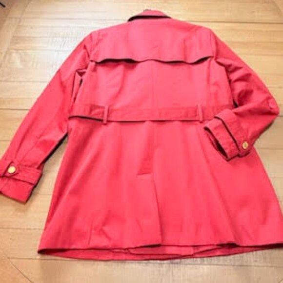 Michael Kors Red Belted Trench Coat Jacket Gold Zipper Hardware Women’s XL - Picture 3 of 13